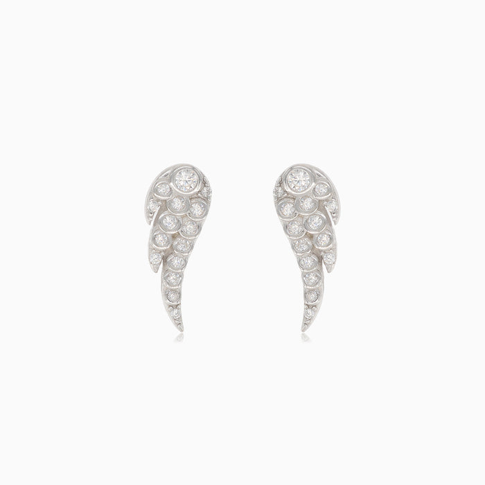Silver stud earring wing of an angel