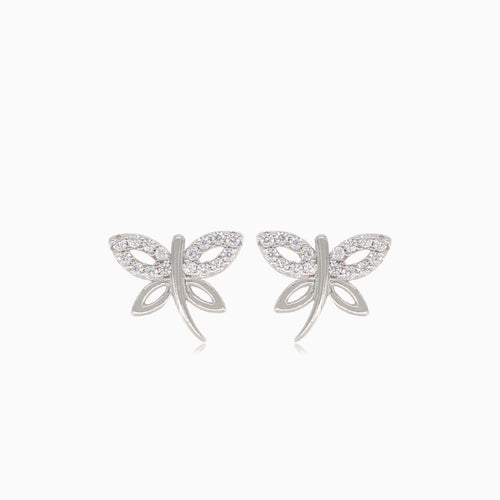 Silver dragonfly stud earrings