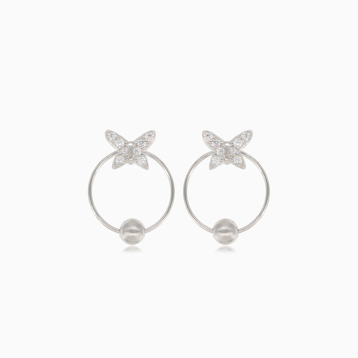 Boucles d'oreilles en argent avec anneau en forme de papillon