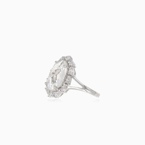 Halo silver  cubic zirconia ring