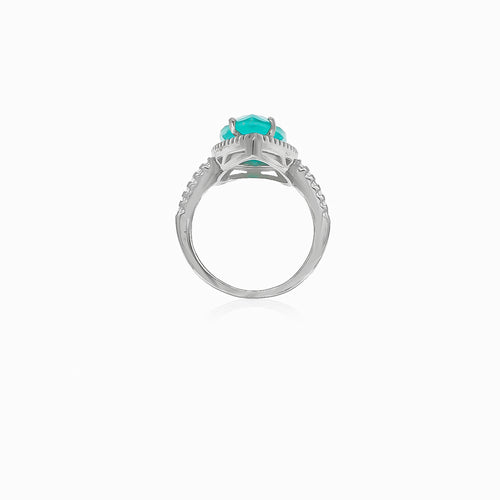 Women silver ring with synthetic tourmaline