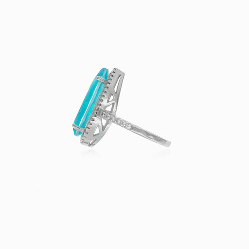 Women silver ring with synthetic tourmaline