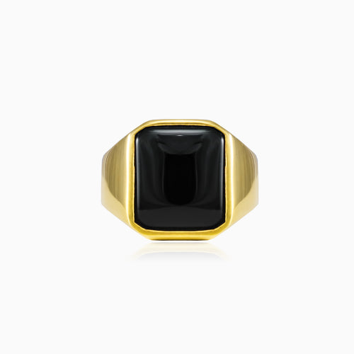 Rectangle gold onyx ring