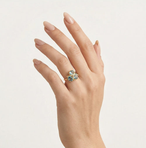 Dazzling diamond and blue topaz women ring