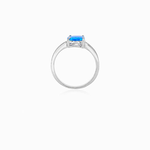 Jednoduchý opálový stříbrný prsten