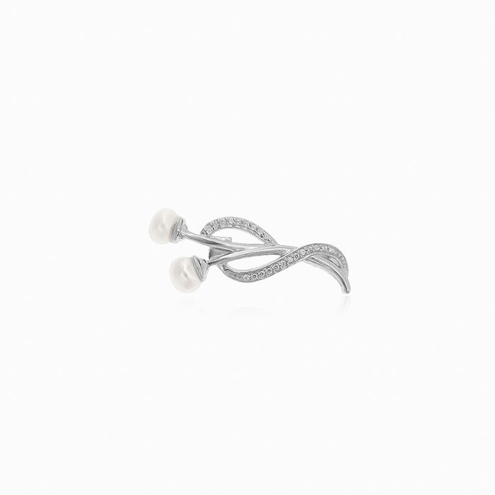 Broche de plata con detalle de perla blanca