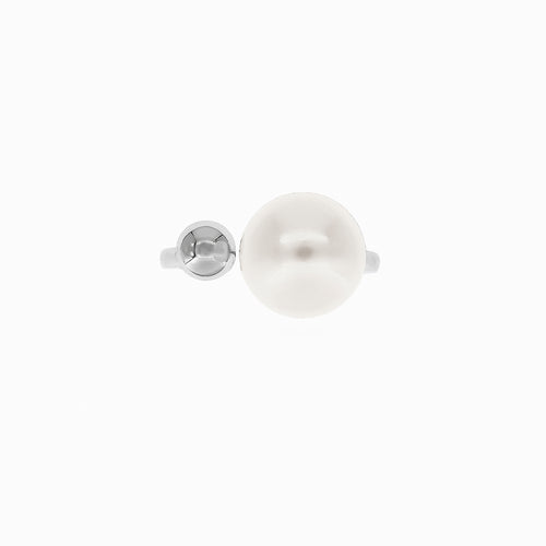 Dámský stříbrný prsten s bílou perlou