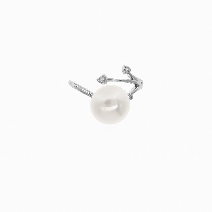 Anillo elegante de perla y circonia cúbica