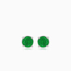 Silver small stud earrings with synthetic emerald
