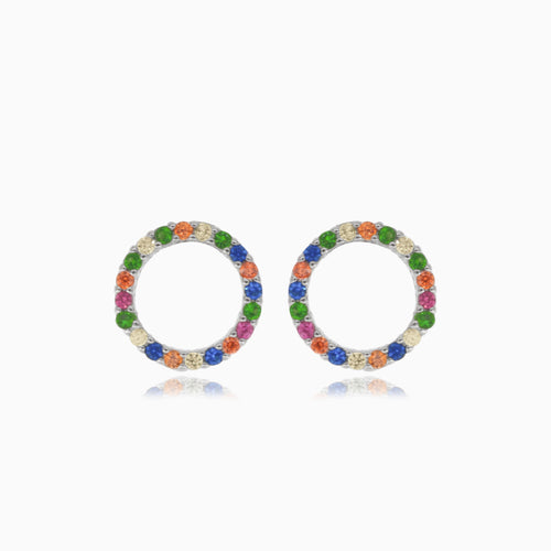 Silver earrings multicolor circle