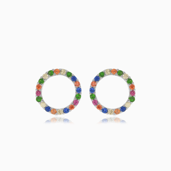 Silberne Ohrstecker mit multicolor-Kreis