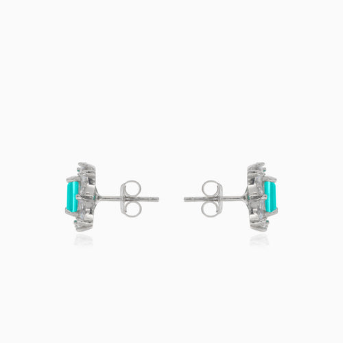 Silver stud earrings with tourmaline