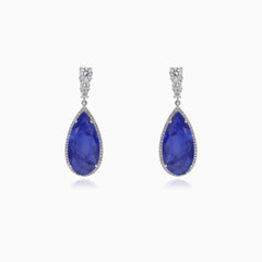 Sapphire drop dangle earrings with cubic zirconia
