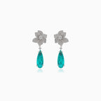 Silver earrings with turquoise and flower