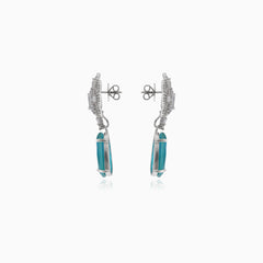 Silver earrings with turquoise and cubic zirconia accent