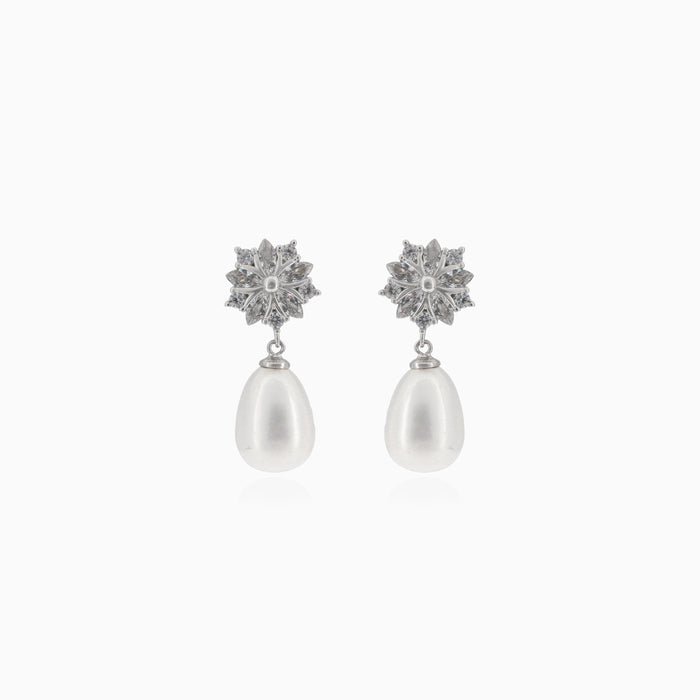Boucles d'oreilles en argent avec perle et zirconium cubique