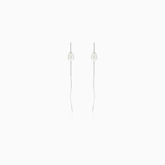 Threader silver earrings with pearl