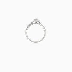 Classic minimalistic women engagement ring with side stones