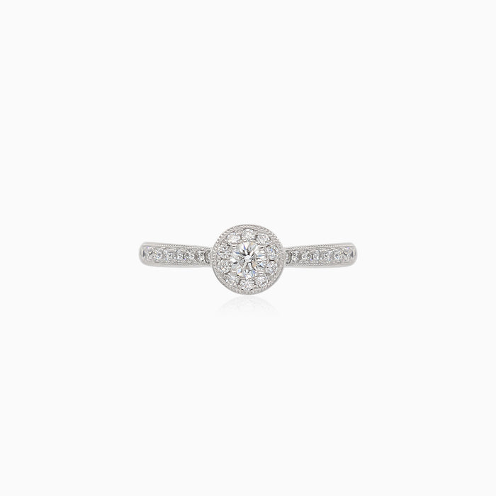 Classic minimalistic women engagement ring with side stones