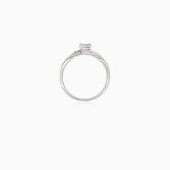 Radiant white gold diamond engagement ring