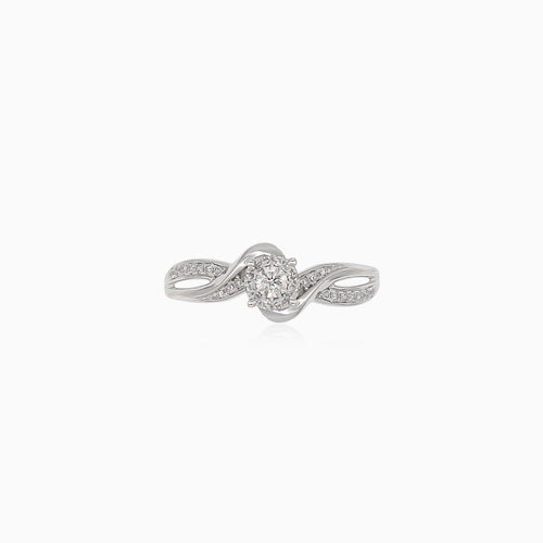 Zářivý zásnubní prsten s diamantem z bílého zlata