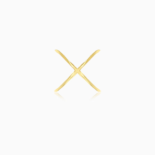 Elegant  yellow gold women x design ring