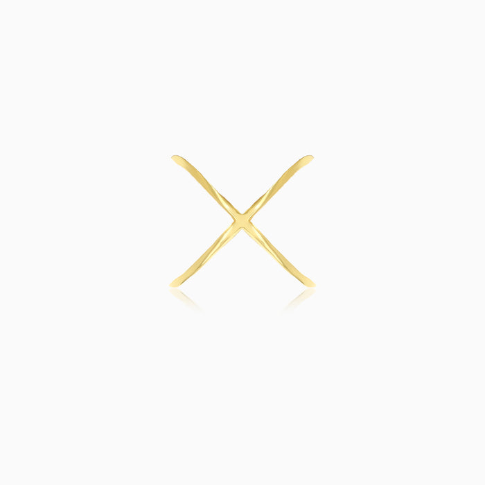 Elegant  yellow gold women x design ring