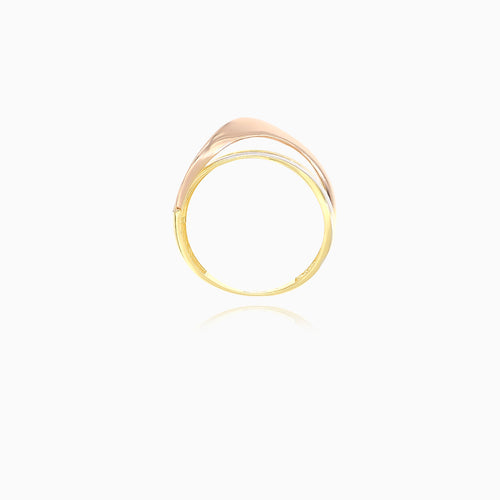 Stylový tříbarevný zlatý prsten pro ženy