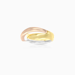 Stylish tricolor gold ring for women