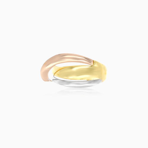 Stylový tříbarevný zlatý prsten pro ženy