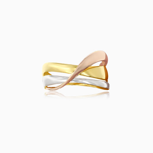 Stylish tricolor gold ring for women