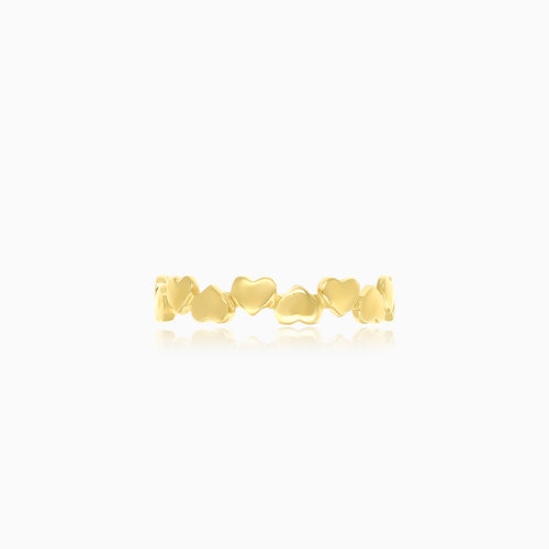 Elegantní dámský prsten ze žlutého zlata s designem srdíček