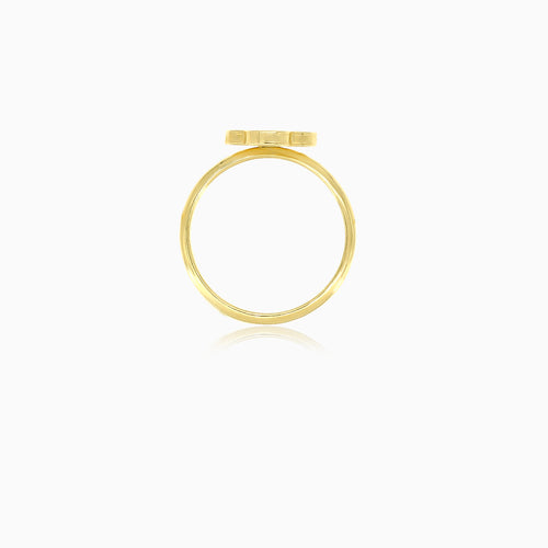 Zlatý prsten se zeleným achátem ve tvaru čtyřlístku