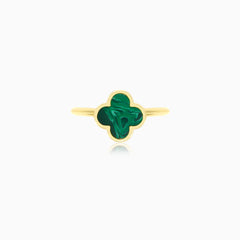 Stylish gold ring with flat cut green agate