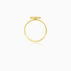 Stylish  gold ring with flat cut black onyx