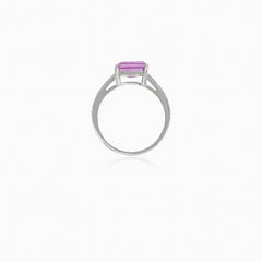 Amethyst silver statement ring