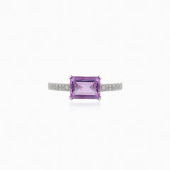 Amethyst silver statement ring