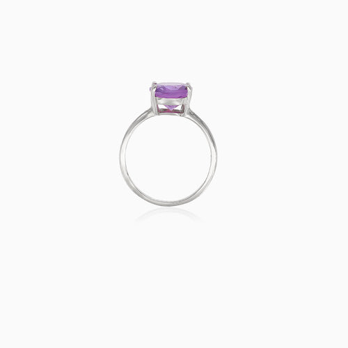 Amethyst oval silver ring