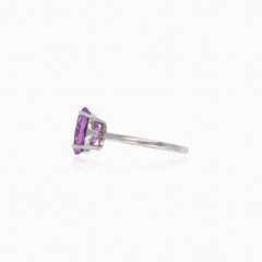 Amethyst oval silver ring