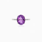 Amethyst oval silver ring