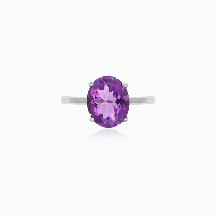 Bague en argent avec améthyste ovale