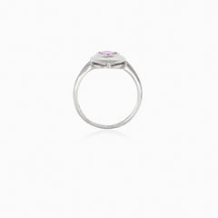 Silver ring with pear amethyst