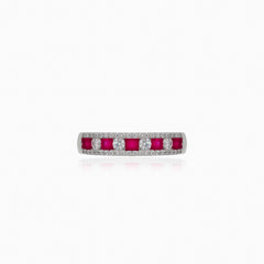 Simple cubic zirconia and synthetic ruby ring