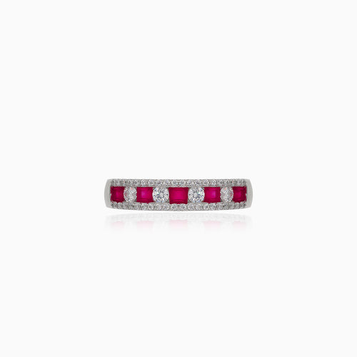 Simple cubic zirconia and synthetic ruby ring