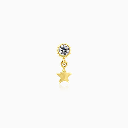 Elegantní zlatý piercing s kubickými zirkony a visací hvězdou