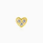 Elegantní zlatý piercing srdce se zirkony