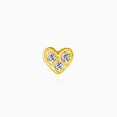 Elegant gold heart piercing with zirconia