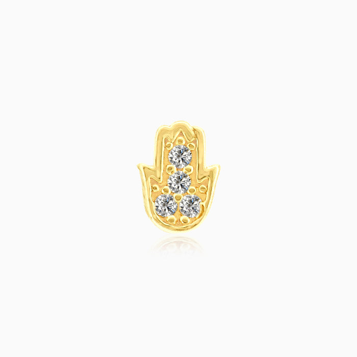 Schickes Gelbgoldpiercing mit Hamsa-Hand-Design