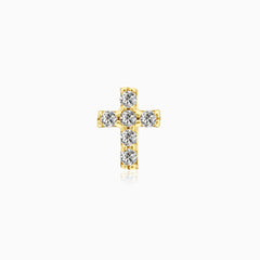 Stylový zlatý piercing s designem kříže