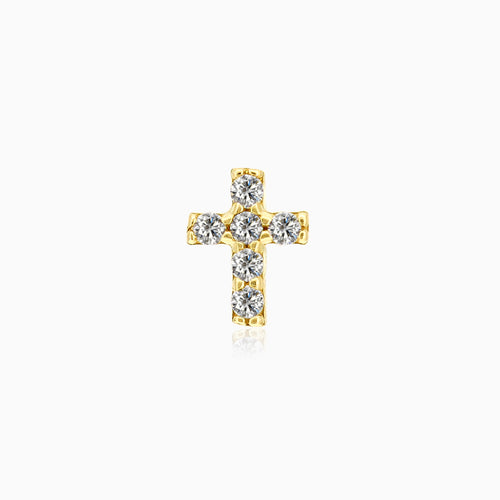 Stylový zlatý piercing s designem kříže